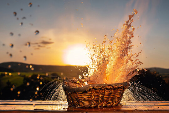 loroco in a basket, vegetables  on the table, fresh and healthy food