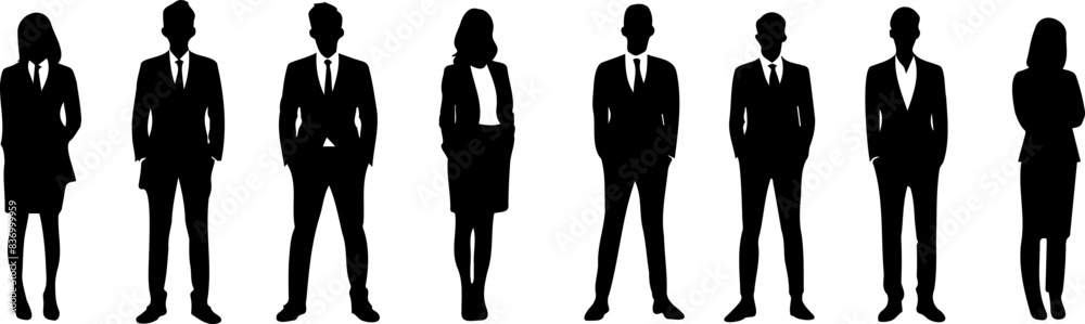 Wall mural Corporate man and women vector silhouette