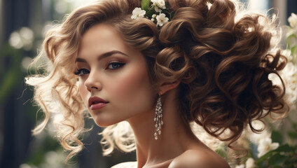 Fototapeta premium Image featuring a detailed and elegant hairstyle