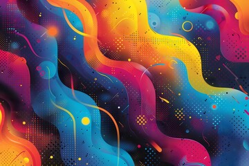 Abstract Colorful Wave Patterns with Geometric Elements - Vibrant Modern Design for Digital Art and Prints