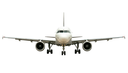 Front View of Airplane on Transparent Background