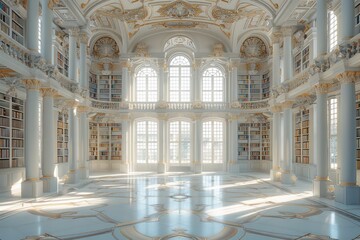 Fototapeta premium Interior design of library in light colors