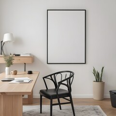 Frame mockup, ISO A paper size. Living room poster mockup. Modern interior design. Living room Interior mockup with house background. 3D render