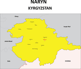 NARYN Map. Major city map of NARYN. Political map of NARYN with country capital.