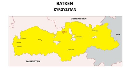 BATKEN Map. Major city map of BATKEN. Political map of BATKEN with country capital.