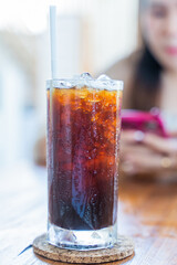 Black coffee, Americano in a cafe by the sea, Sue Flamingo, Ao Yon Beach, Phuket Thailand