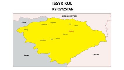 ISSYK KUL Map. Major city map of ISSYK KUL. Political map of ISSYK KUL with country capital.