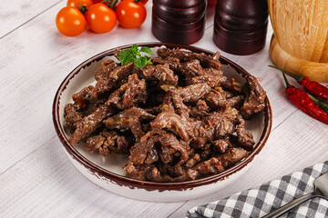 Stew beef slices with gravy
