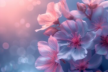 Delicate pink flowers in soft focus with bokeh background. Perfect for nature, spring, and floral-themed designs and creative projects.