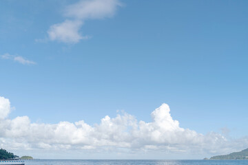 blue sky with white cloud, easy on the eyes, relaxed at Patong Beach, Phuket, Thailand background.