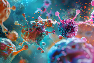 Abstract Representation of Colorful Microscopic Viruses and Bacteria