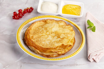 Sweet homemade thick baked pancakes