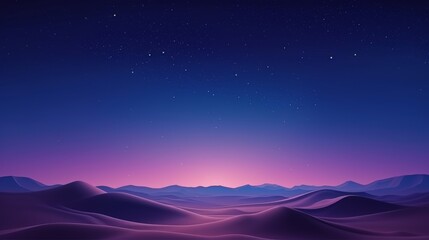 Dawn Landscape, with Desert Sand Dunes. Empty Modern Wallpaper with Cool Gradient Starry Sky