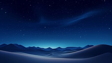 Naklejka premium Dawn Landscape, with Desert Sand Dunes. Empty Modern Wallpaper with Cool Gradient Starry Sky