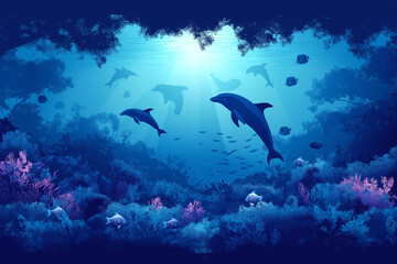 “Heart of the Ocean: A Serene Underwater World Teeming with Marine Life”