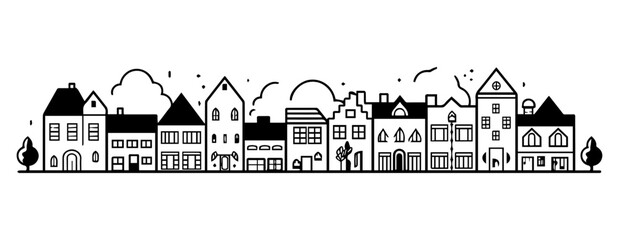 Silhouette of a city, black vector icon, generated AI