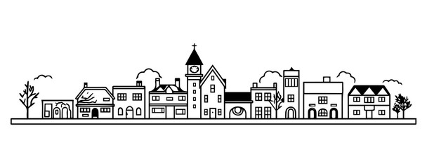 Naklejka premium Silhouette of a city, black vector icon, generated AI