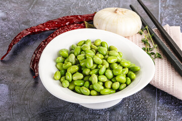 Bowl of delicious edamame beans