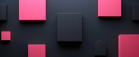 3d rendering of pink and black abstract geometric background. 