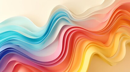 rainbow colors, wave gradient shape over Sand beige background, round, centered