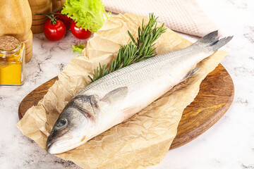 Raw seabass fish for cooking