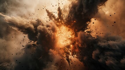 Dynamic Particle Explosion with Dark Dust and Smoke