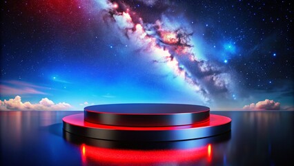 Reflective Podium for Product Showcase Under Starlit Sky