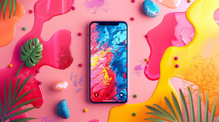 Creative advertising banner for new mobile app with vibrant colors and engaging graphics