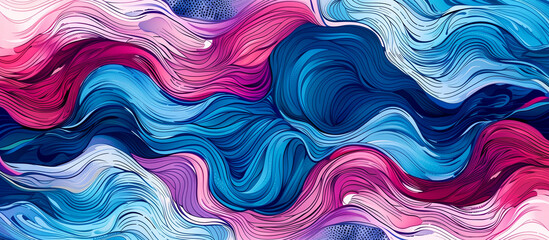 Obraz premium drawn abstract wave blue and pink artistic texture banner background