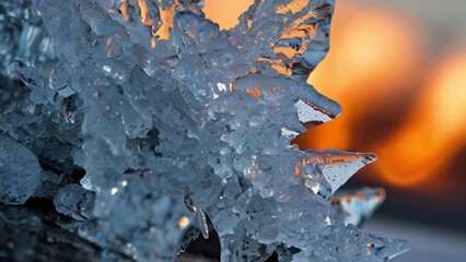  Ice crystals forming fiery shapes