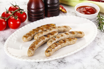 Grilled natural organick white sausages