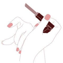 hand with a lip , Hand holding lip, woman hand, beautiful hands ,cosmetic, lip , vector lips, beauty