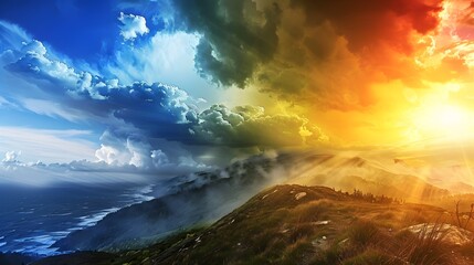 Naklejka premium Captivating Atmospheric Landscape with Dramatic Weather Patterns