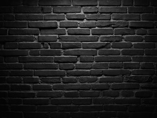 Old painted brick wall black background. Black and white grunge urban texture with copy space.