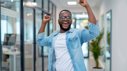 Obraz premium The joyful office celebration