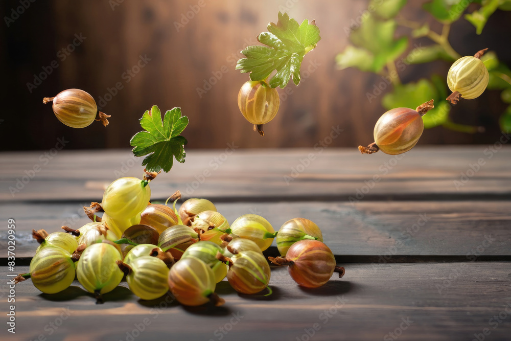 Wall mural gooseberries on wooden table