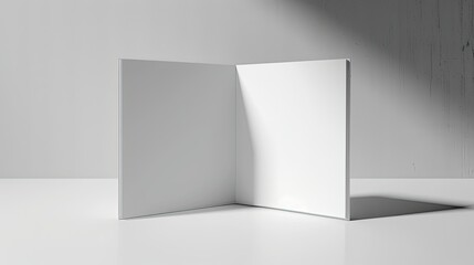 Obraz premium White backdrop and blank white hardcover brochure, empty mock up