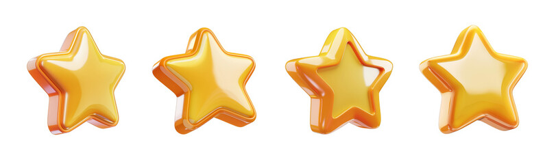 3D cartoon yellow pentagram isolated on transparent background cutout png