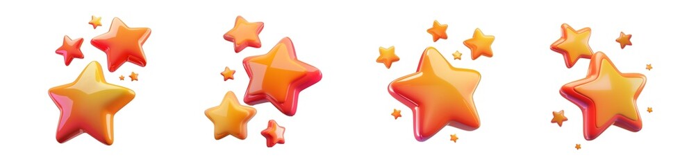 Red and yellow gradient 3D cartoon pentagram, suitable for holiday decoration and visual design isolated on transparent background cutout png