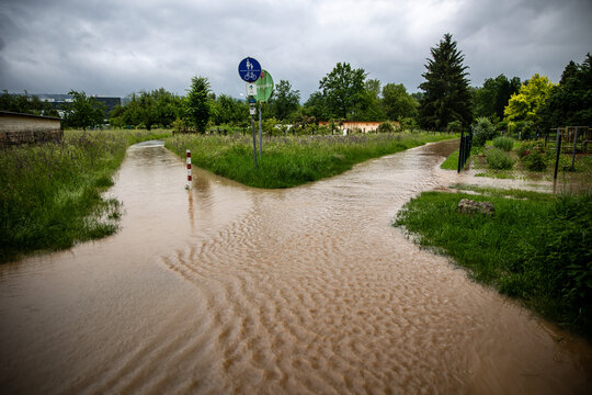 Hochwasser Rems in Schorndorf im Remstal Rems-Murr-Kreis 