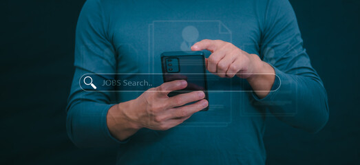 Information data search technology, search optimization, male hand using jobs search, using the...