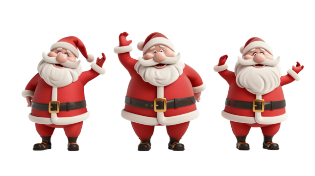 Set of 3D cartoon character Santa Claus Merry Christmas, happy, isolated on transparent background. Christmas design santa claus elements for T-shirt or website. - Powered by Adobe