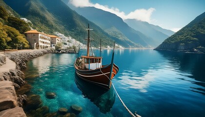 boats on the lake in the mediterranean 