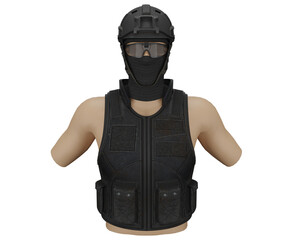 3d rendering mannequin with tactical equipment