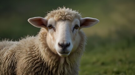 Obraz premium A front view of a sheep isolated on green.generative.ai 