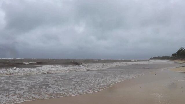 Hurricane Playa del Carmen beach Mexico extremely high tsunami waves.