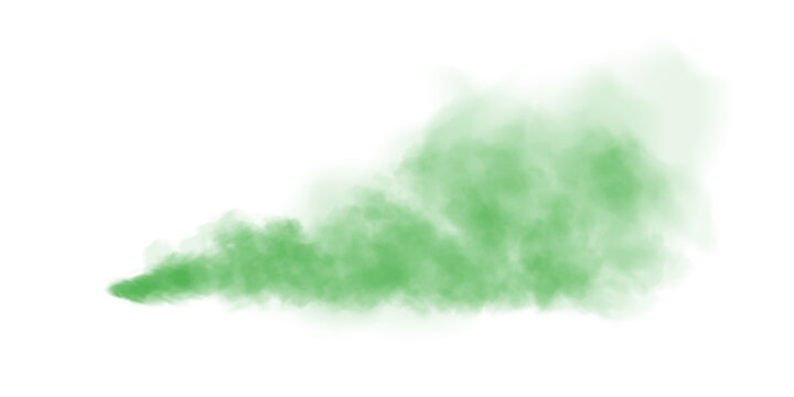 Green fog in slow motion. Realistic atmospheric green smoke. Green fume slowly floating rises up. PNG.
