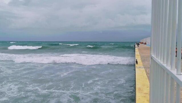 Hurricane Playa del Carmen beach Mexico extremely high tsunami waves.