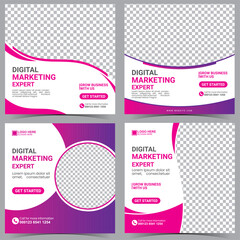 Digital marketing square banner social media post template