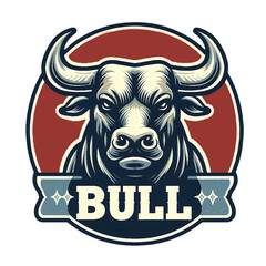 Bull with text - retro, vintage design with transparent background. perfect for printing sticker or t-shirt